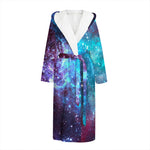 Starfield Nebula Galaxy Space Print Hooded Bathrobe