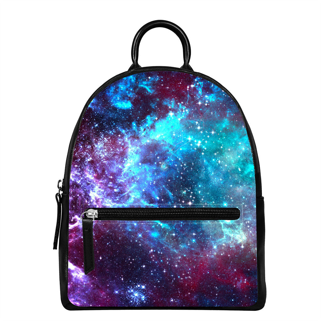 Starfield Nebula Galaxy Space Print Leather Backpack