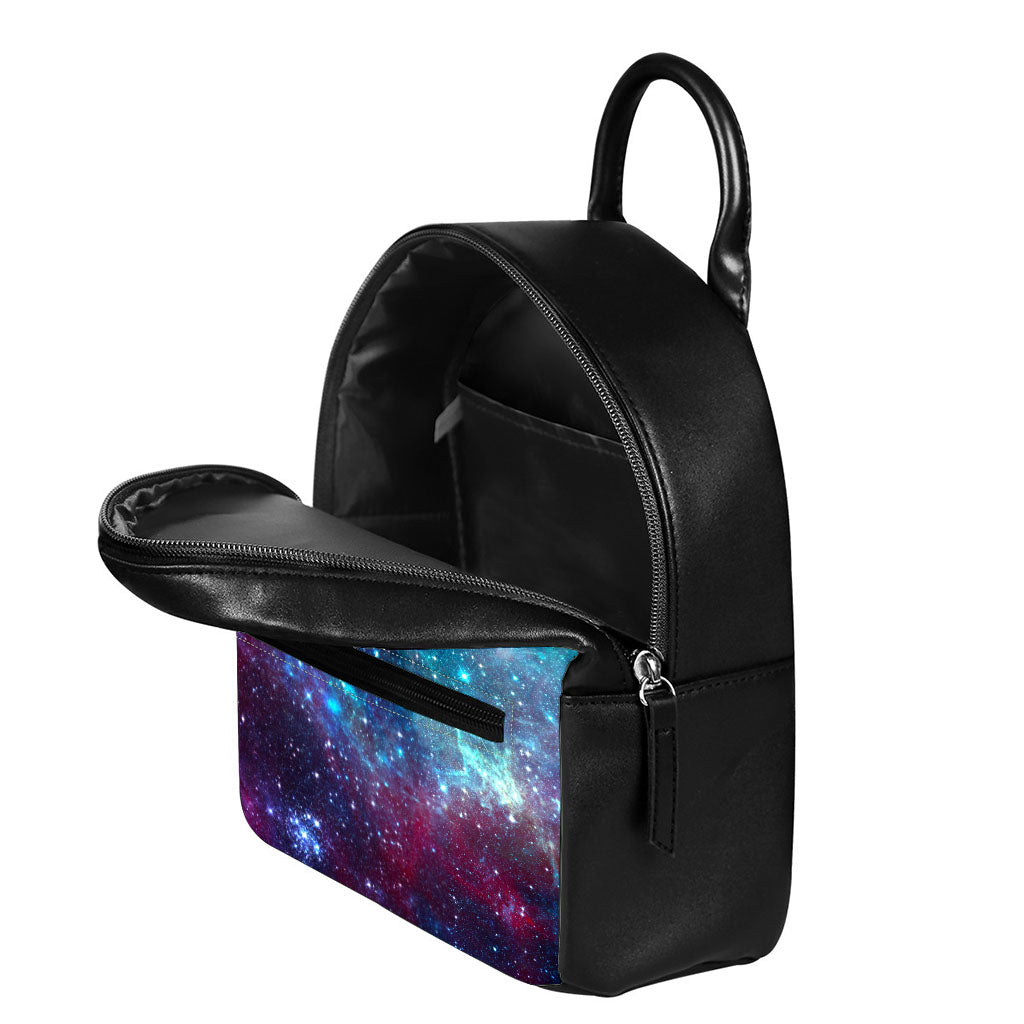 Starfield Nebula Galaxy Space Print Leather Backpack