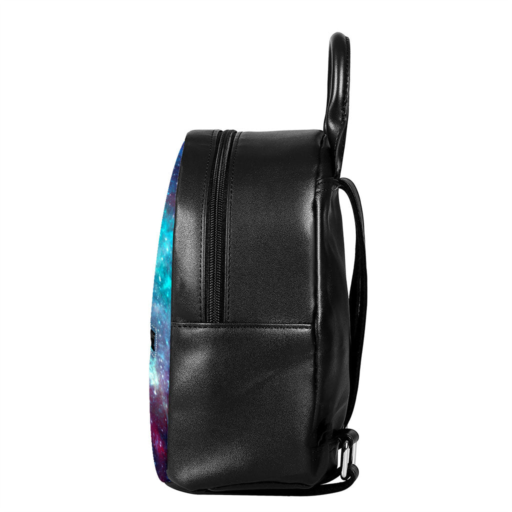 Starfield Nebula Galaxy Space Print Leather Backpack
