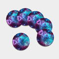 Starfield Nebula Galaxy Space Print Leather Coaster Set