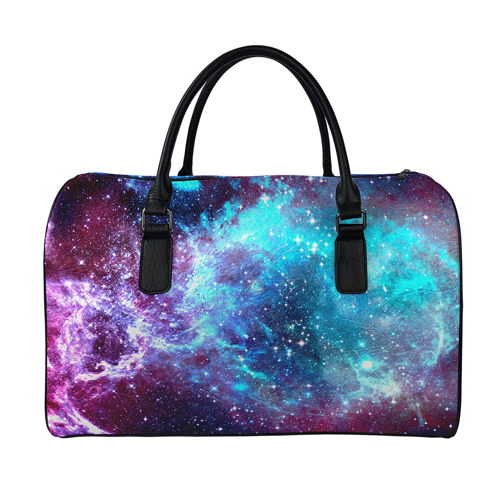 Starfield Nebula Galaxy Space Print Leather Duffle Bag