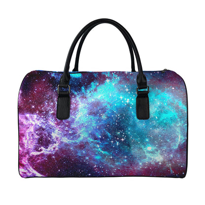 Starfield Nebula Galaxy Space Print Leather Duffle Bag