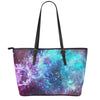 Starfield Nebula Galaxy Space Print Leather Tote Bag