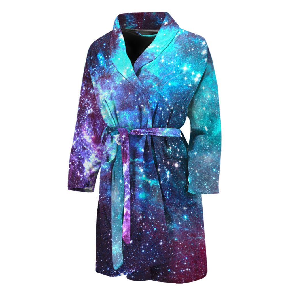 Starfield Nebula Galaxy Space Print Men's Bathrobe