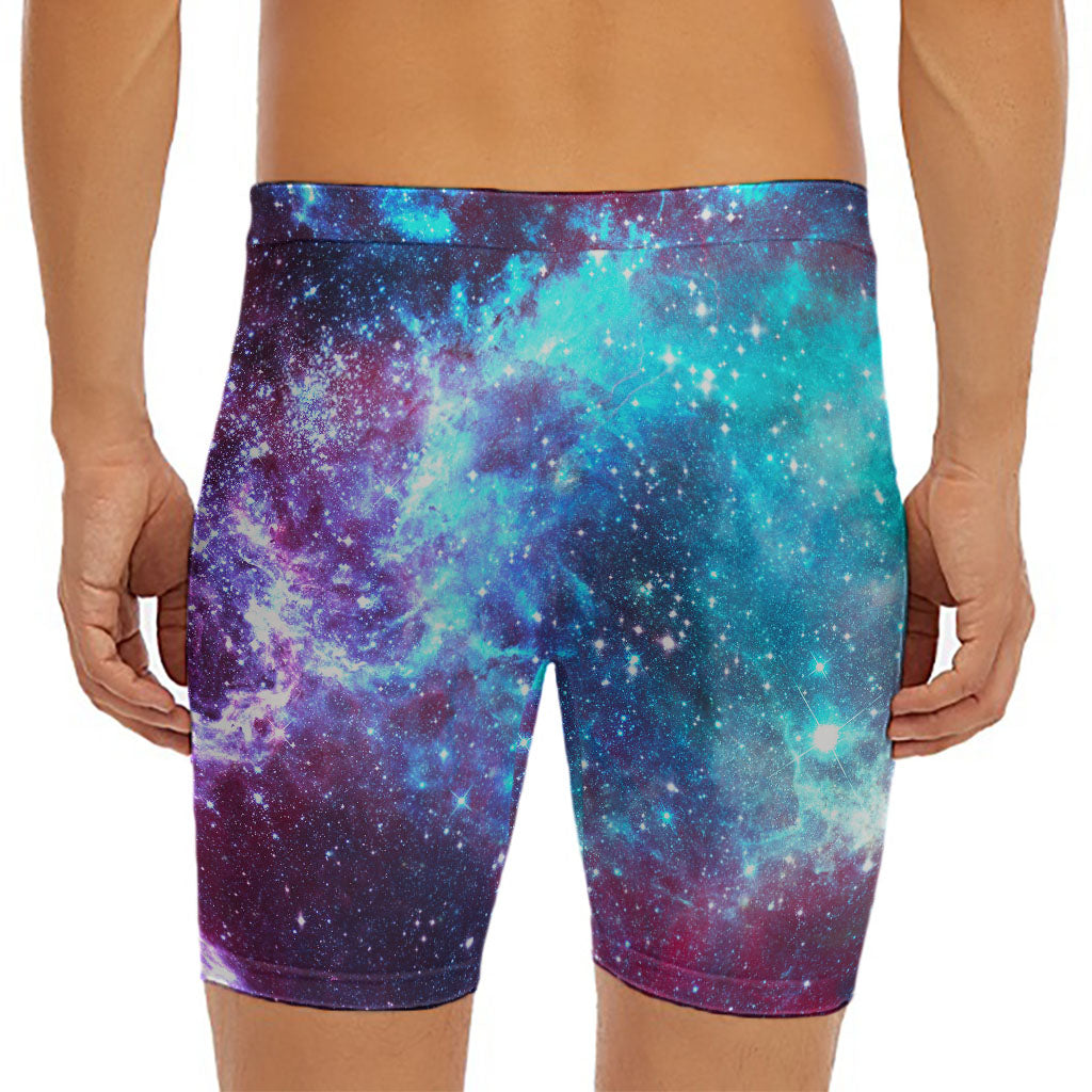 Starfield Nebula Galaxy Space Print Men's Long Boxer Briefs