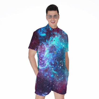 Starfield Nebula Galaxy Space Print Men's Rompers