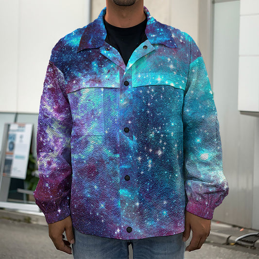 Starfield Nebula Galaxy Space Print Men's Shirt Jacket