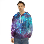 Starfield Nebula Galaxy Space Print Men's Velvet Pullover Hoodie
