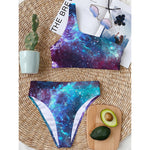 Starfield Nebula Galaxy Space Print One Shoulder Bikini Top