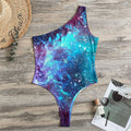 Starfield Nebula Galaxy Space Print One Shoulder Bodysuit