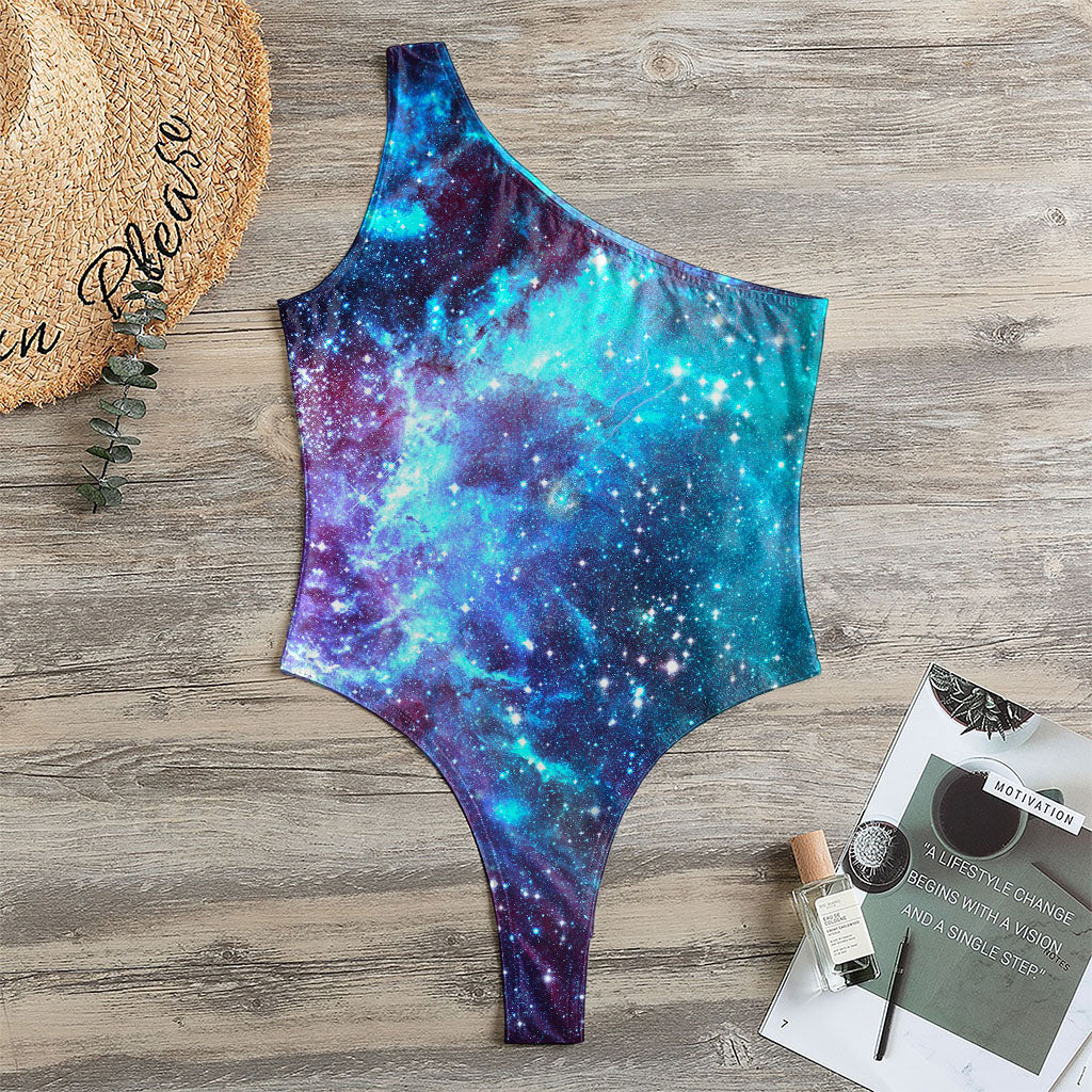 Starfield Nebula Galaxy Space Print One Shoulder Bodysuit