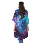 Starfield Nebula Galaxy Space Print Open Front Beach Cover Up