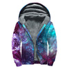 Starfield Nebula Galaxy Space Print Sherpa Lined Zip Up Hoodie