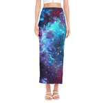 Starfield Nebula Galaxy Space Print Side Slit Maxi Skirt