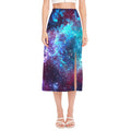 Starfield Nebula Galaxy Space Print Side Slit Midi Skirt