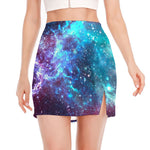 Starfield Nebula Galaxy Space Print Side Slit Mini Skirt