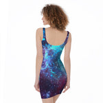 Starfield Nebula Galaxy Space Print Sleeveless Bodycon Dress