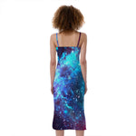 Starfield Nebula Galaxy Space Print Slim Fit Midi Cami Dress