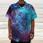 Starfield Nebula Galaxy Space Print Textured Short Sleeve Shirt