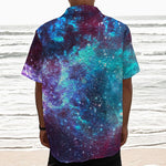 Starfield Nebula Galaxy Space Print Textured Short Sleeve Shirt