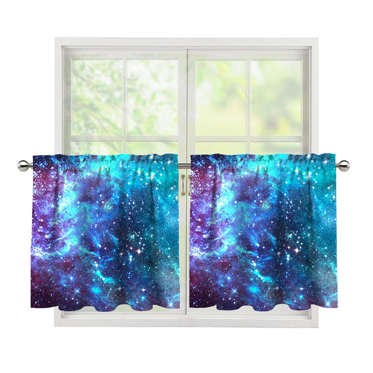 Starfield Nebula Galaxy Space Print Tier Curtains