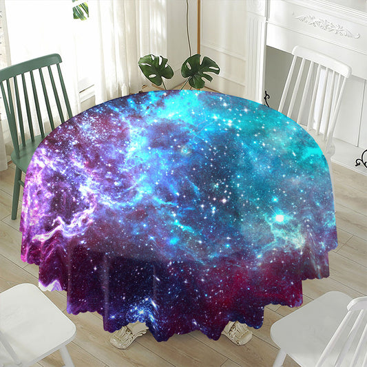 Starfield Nebula Galaxy Space Print Waterproof Round Tablecloth