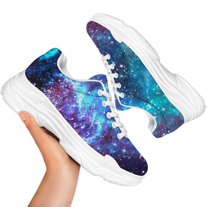 Starfield Nebula Galaxy Space Print White Chunky Shoes