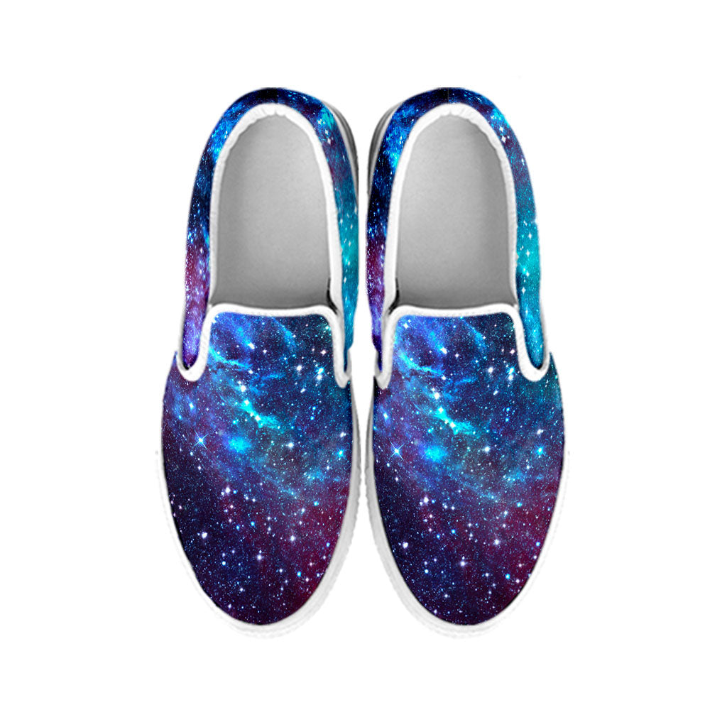 Starfield Nebula Galaxy Space Print White Slip On Sneakers