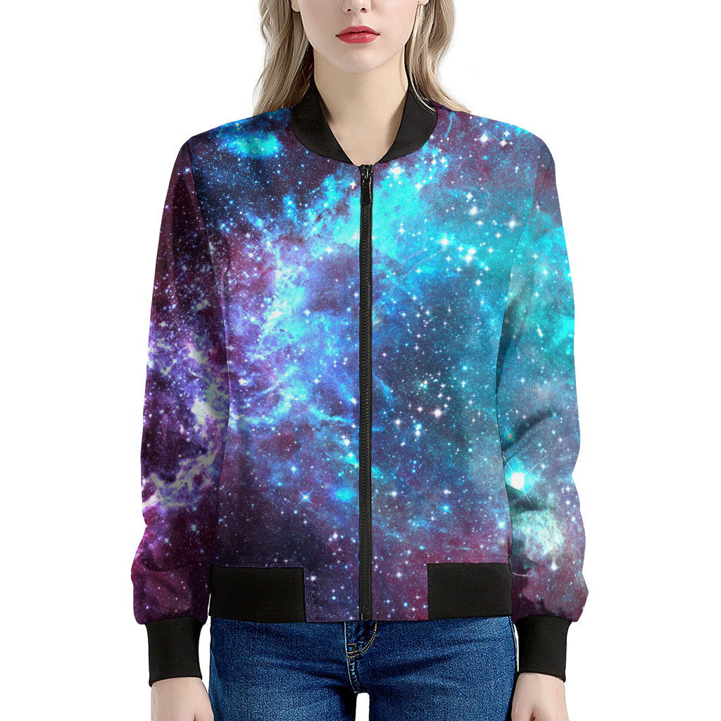 Starfield Nebula Galaxy Space Print Women's Bomber Jacket