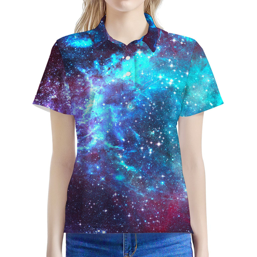Starfield Nebula Galaxy Space Print Women's Polo Shirt