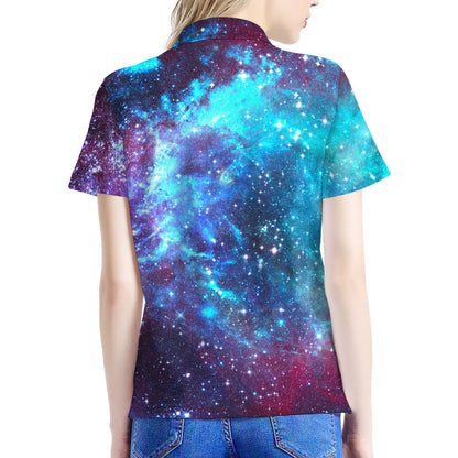 Starfield Nebula Galaxy Space Print Women's Polo Shirt