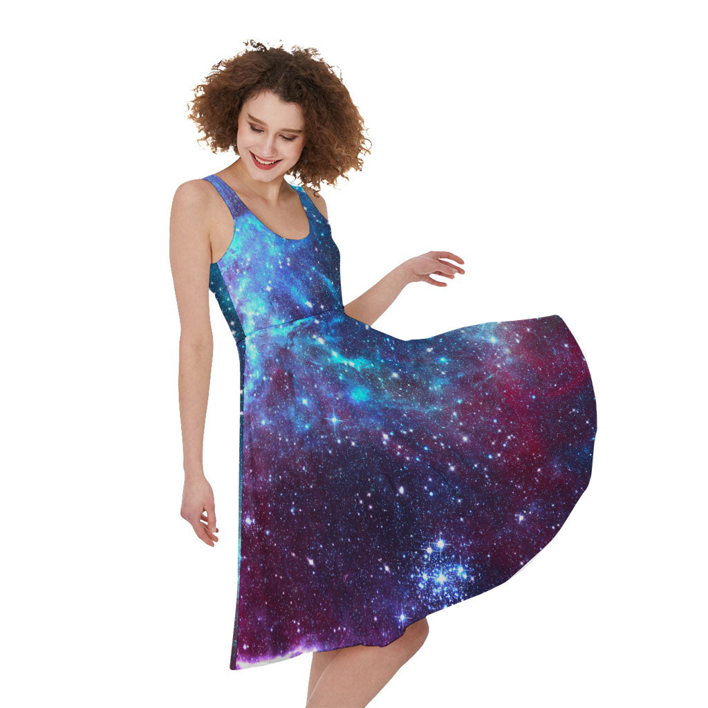 Starfield Nebula Galaxy Space Print Women's Sleeveless Dress