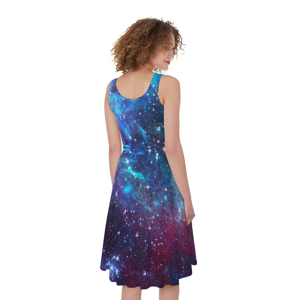 Starfield Nebula Galaxy Space Print Women's Sleeveless Dress