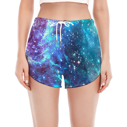 Starfield Nebula Galaxy Space Print Women's Split Running Shorts