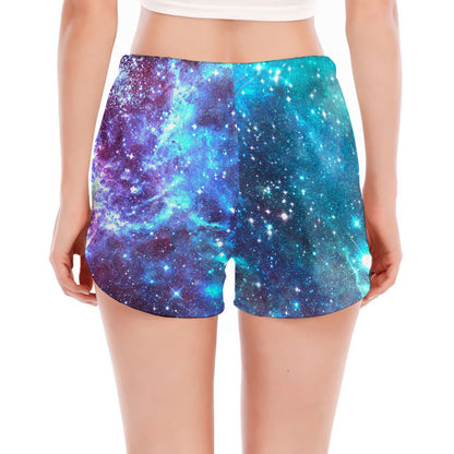 Starfield Nebula Galaxy Space Print Women's Split Running Shorts