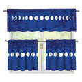 Starry Sky Lunar Phase Print 3 Piece Kitchen Curtains