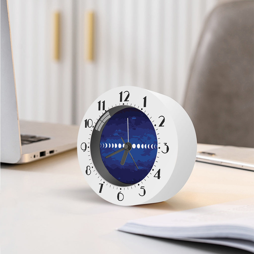 Starry Sky Lunar Phase Print Alarm Clock