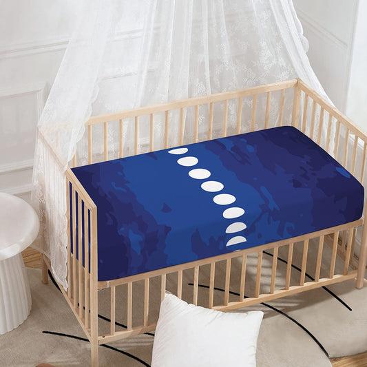 Starry Sky Lunar Phase Print Baby Crib Sheet