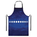 Starry Sky Lunar Phase Print Bib Apron With Pocket