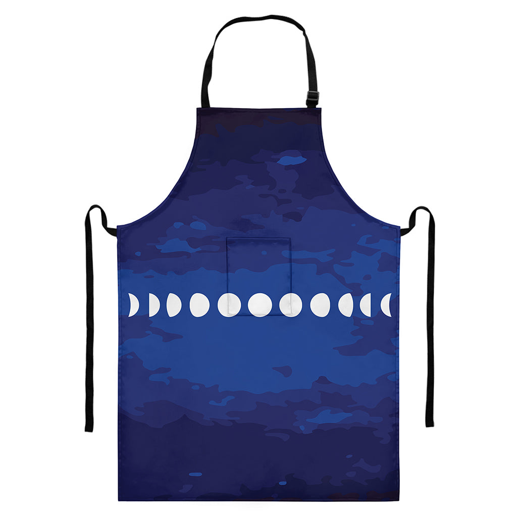 Starry Sky Lunar Phase Print Bib Apron With Pocket