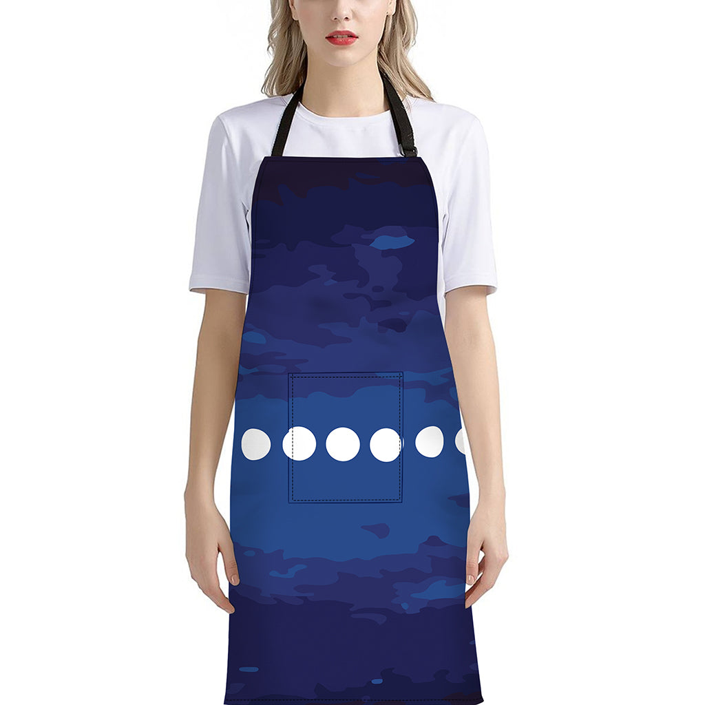 Starry Sky Lunar Phase Print Bib Apron With Pocket