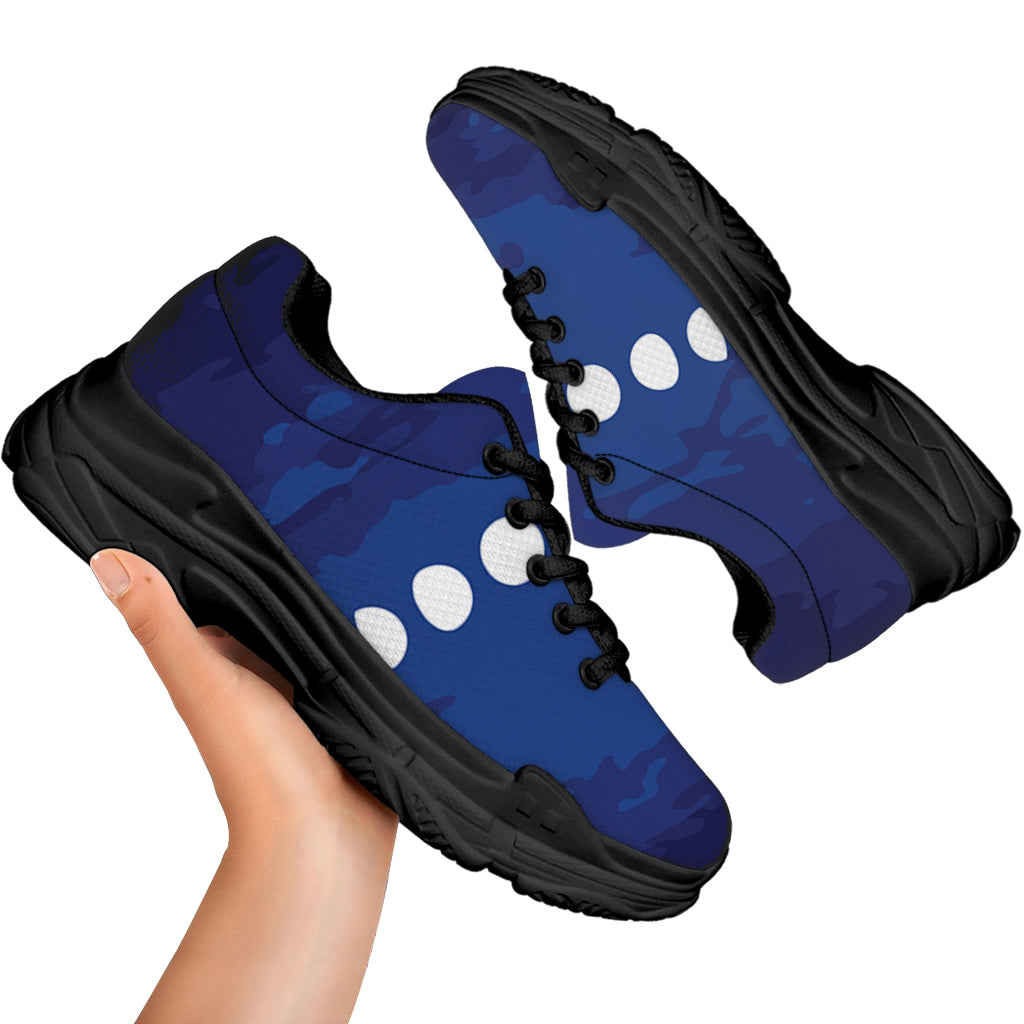 Starry Sky Lunar Phase Print Black Chunky Shoes