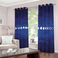 Starry Sky Lunar Phase Print Dimout Grommet Curtains