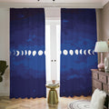 Starry Sky Lunar Phase Print Dimout Pencil Pleat Curtains