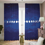 Starry Sky Lunar Phase Print Blackout Pencil Pleat Curtains