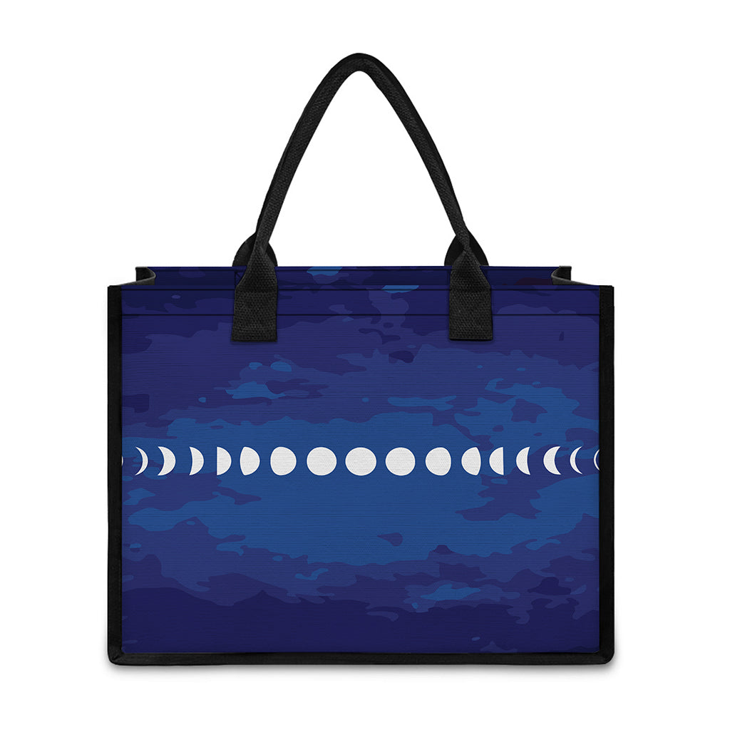 Starry Sky Lunar Phase Print Canvas Tote Bag