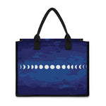 Starry Sky Lunar Phase Print Canvas Tote Bag