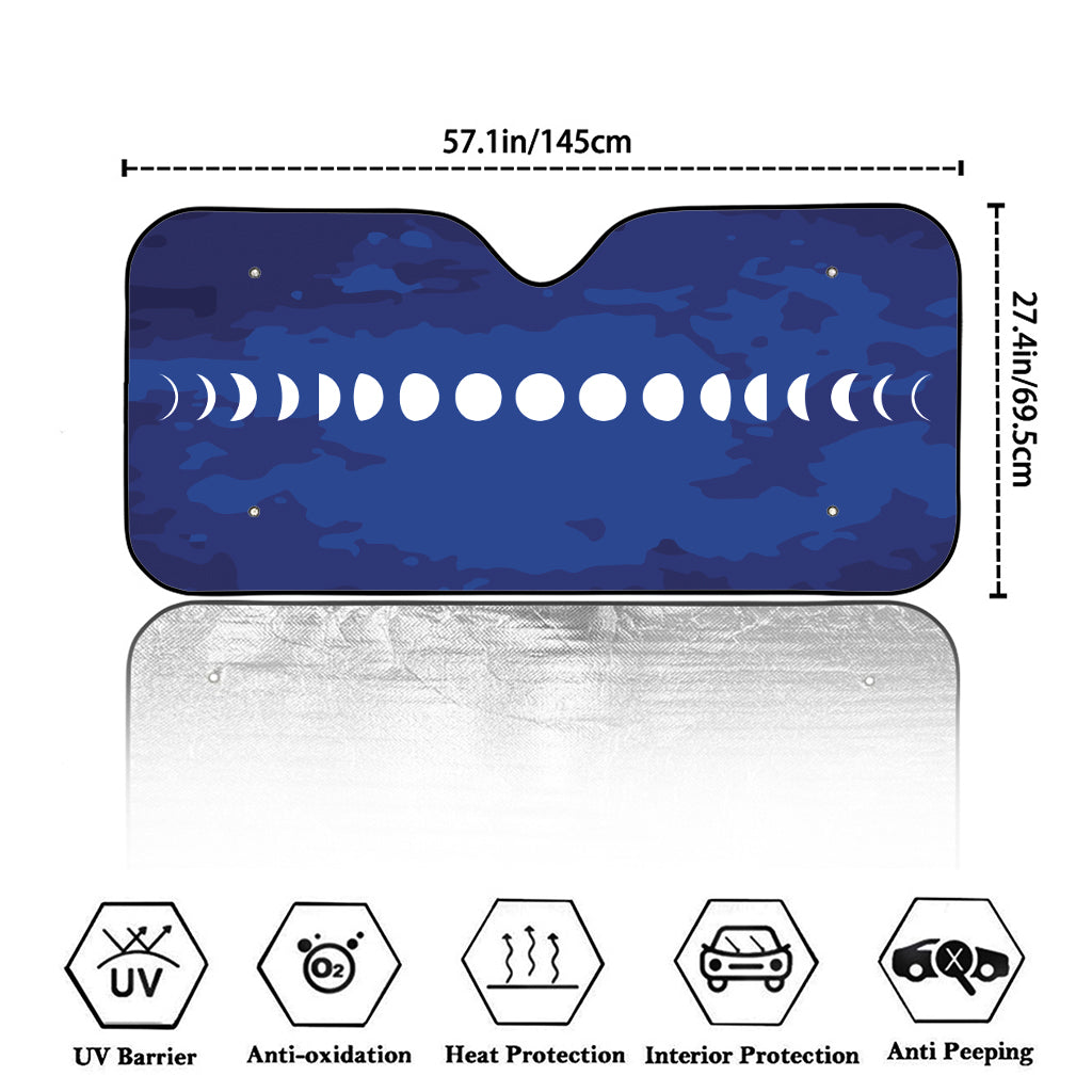 Starry Sky Lunar Phase Print Car Windshield Sun Shade