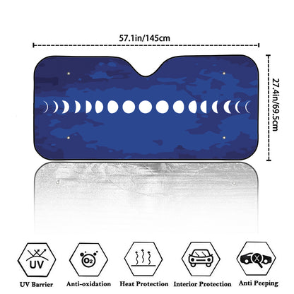 Starry Sky Lunar Phase Print Car Windshield Sun Shade